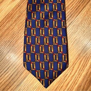 Burberrys 100% silk navy blue‎ Necktie with Equestrian Riding Boots